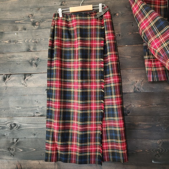 Jones New York Skirt Suit‎ Set Womens 6/8 Tartan Plaid Blazer Jacket Maxi Skirt - Picture 3 of 16